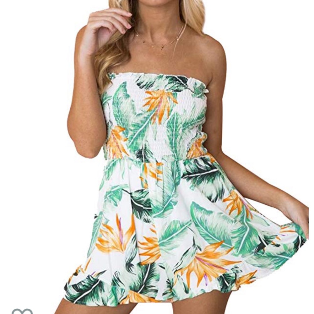 Floral tube top romper